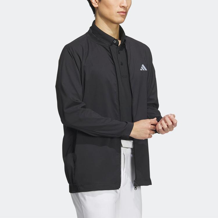 Adidas Solid Color Logo Golf Jacket Men Jackets Black HS9994