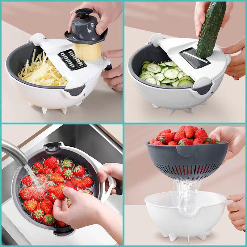 Multifunctional Double-Layer Kitchen Grater: Potato Shredder, Vegetable Washer & Cutter, Slicer Basket