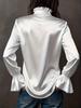 Elegant Women's Long Sleeve Solid Color Satin Shirt - Spring 2026 Collection