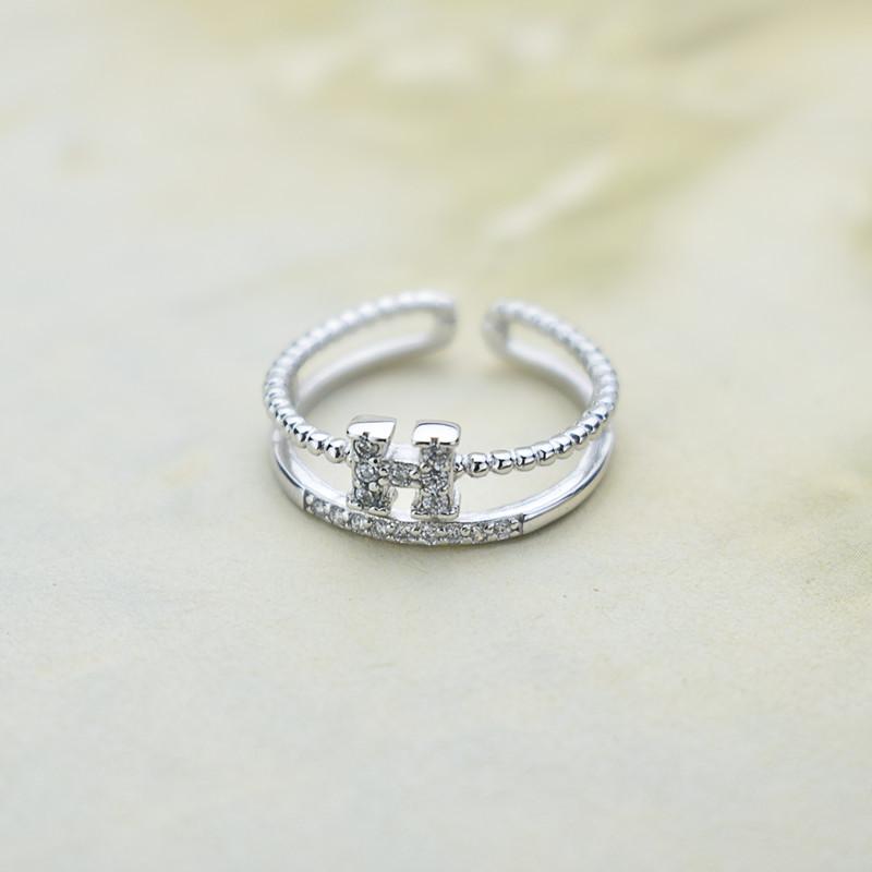 Fashion Letter Ring Opening Love Flower Adjustable Ring Hipster Personality Double Index Finger Jewelry