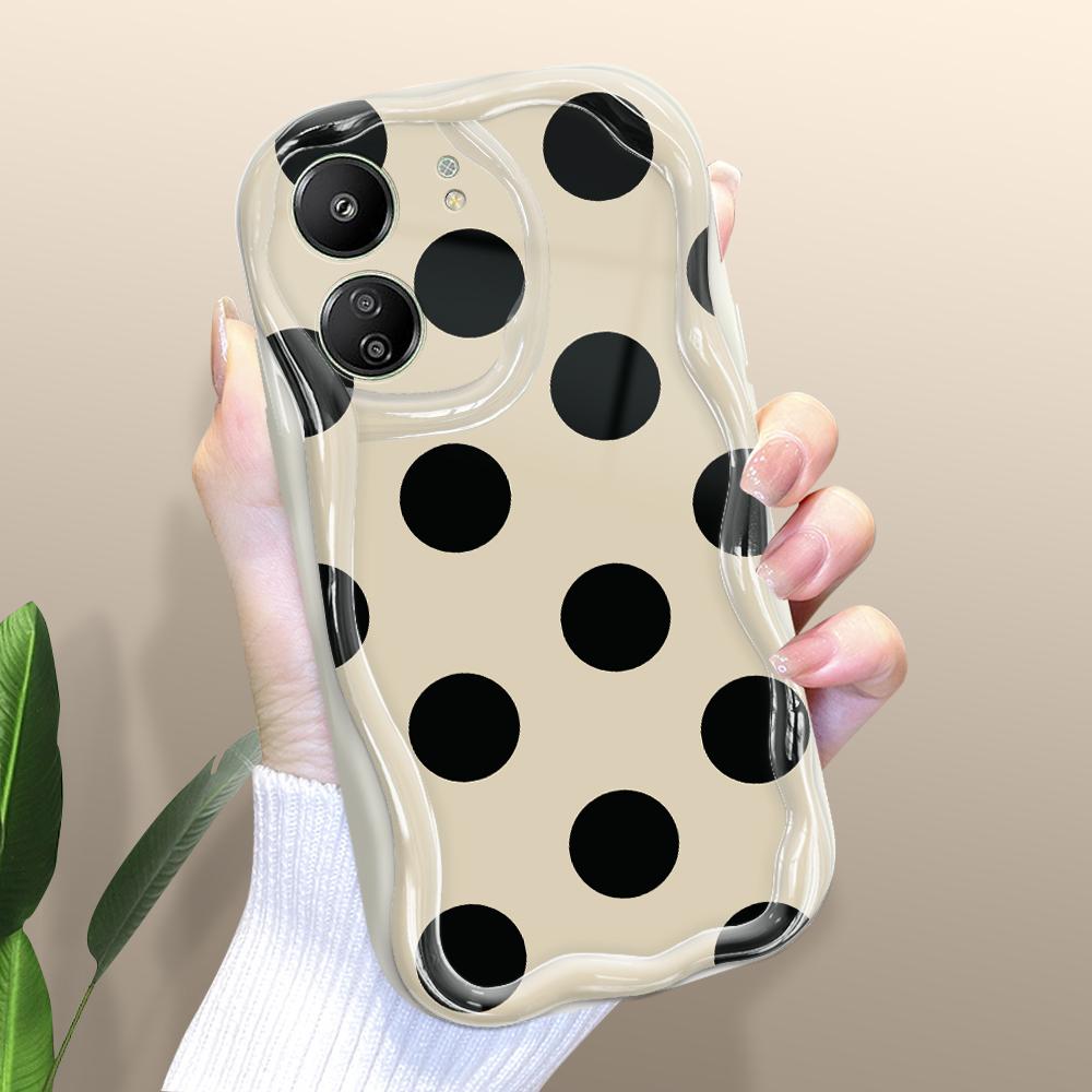 

Милый мультяшный узор, кремовая текстура, мягкий силиконовый чехол с волнистыми краями, чехол для телефона Xiaomi Redmi Redmi 14R 5G белый