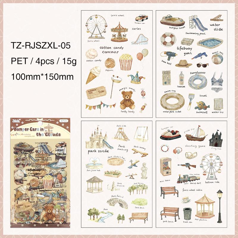Diary Handwriting Series Vintage Life Building Landscape PET Sticker Creative DIY Journal Material Collage Stationery