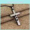 Death Note Anime Necklace With Cross Pendant On Leather Cord For Fans And Gift Giving