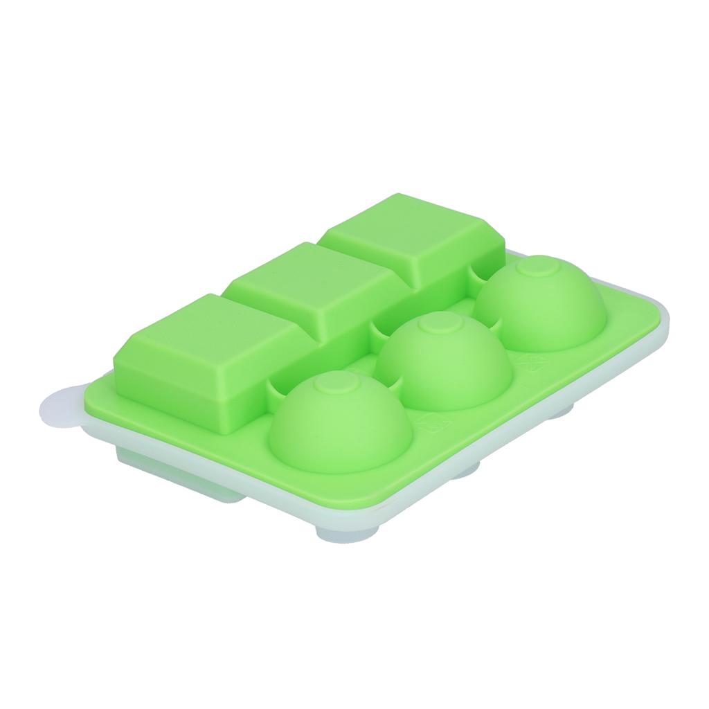 Ice Cubes Tray Food Grade Silicone 6 Grid Ice Tray with Funnel Design for Coffee CocktailLight Green