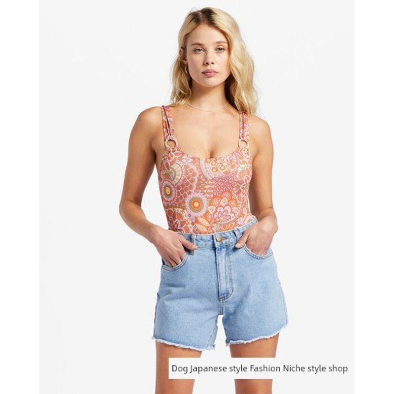 

Summer New Arrival Australia Niche Style Original D Joint High-Waist Blue Burrs Slimming Denim Shorts Female Blue EUR30