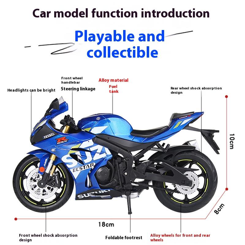 1/12 Suzuki GSX1000R Motorcycle Model Alloy Die Cast Motorcycle Ornaments Boys Toy Birthday Gift