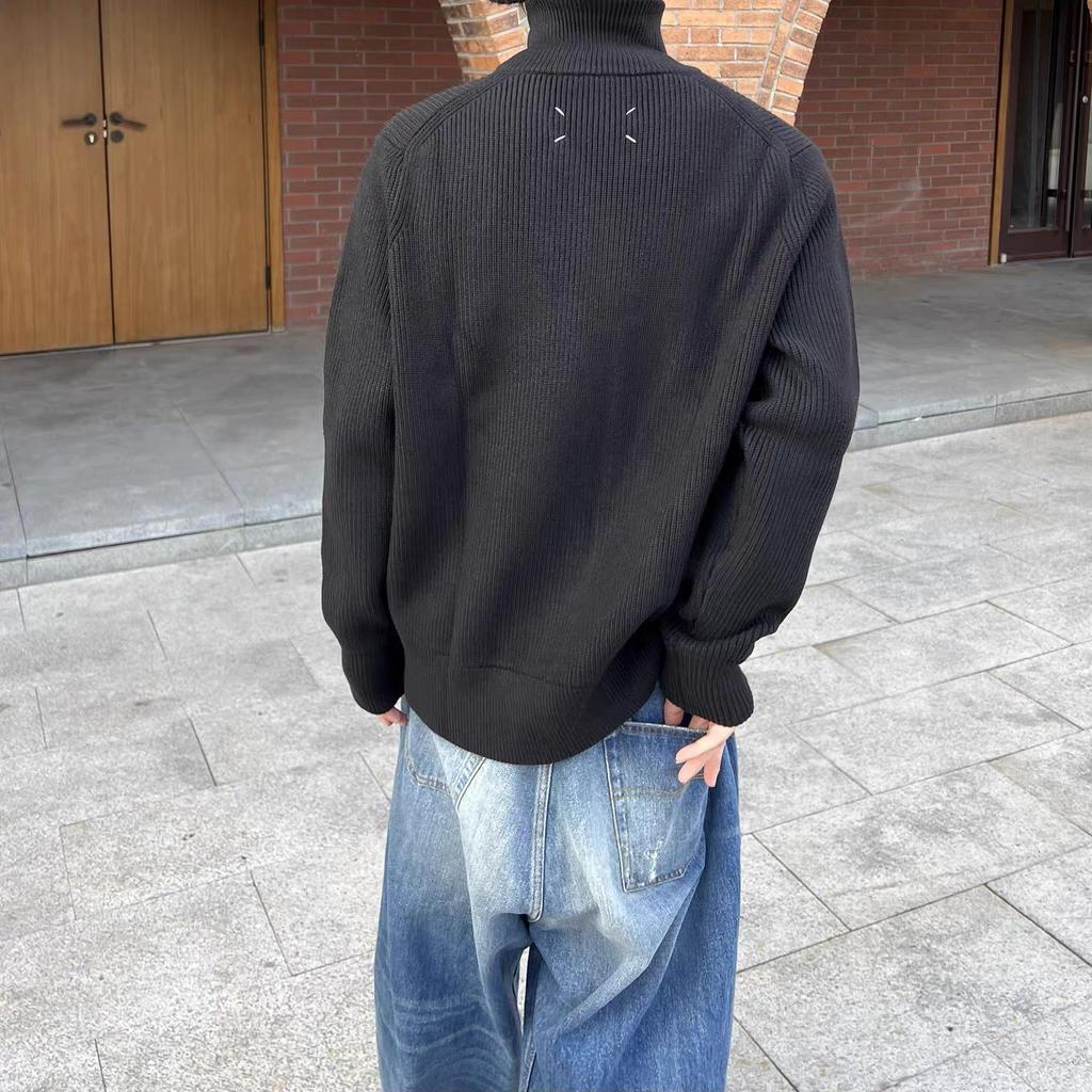 Ma Jia Four Corners: Men's High-Weight Warm Double Zipper Cardigan Sweater Jacket