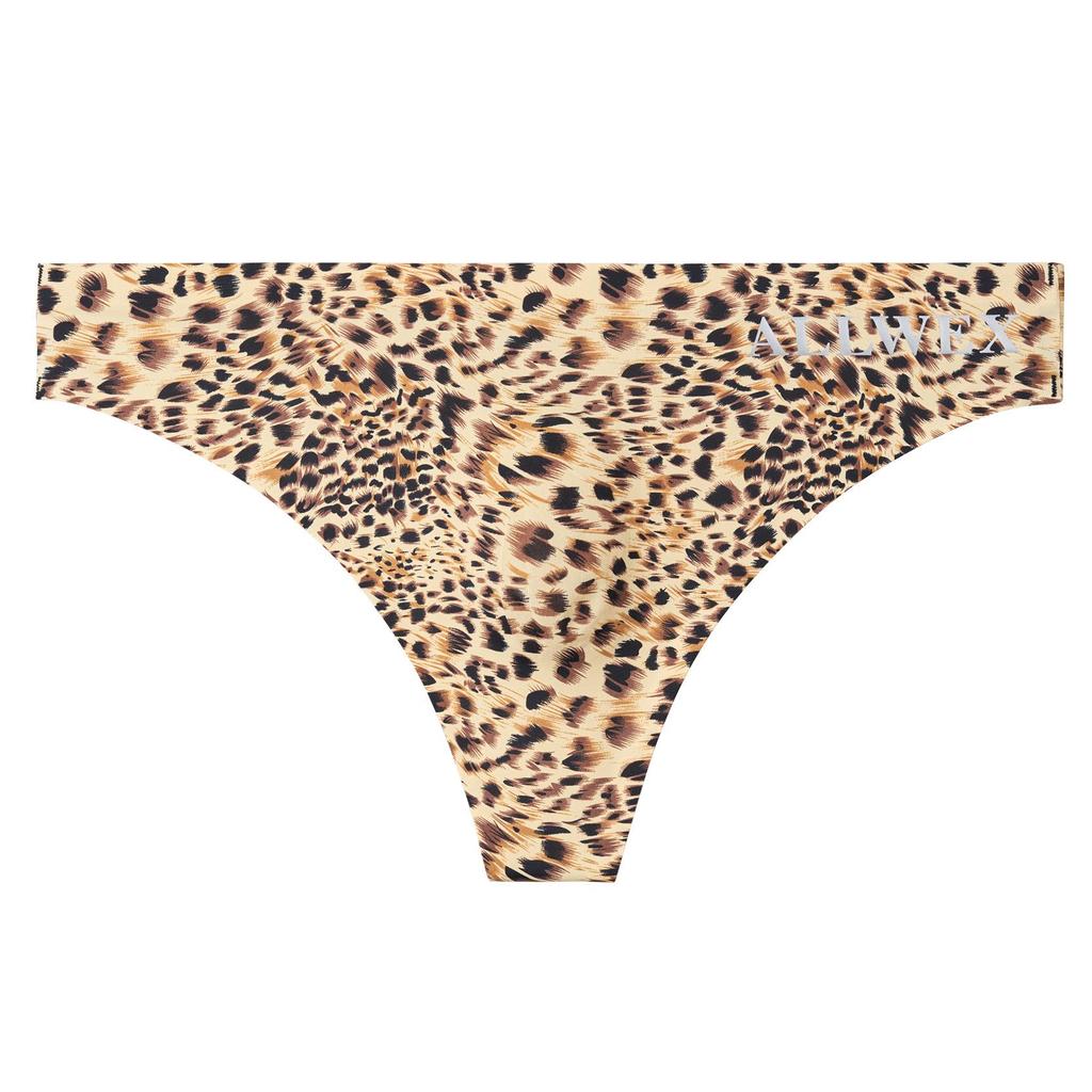 Men's Leopard Print Seamless Low Waist Ice Silk Thong - Quick-Dry, Breathable Sports Briefs