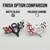 3D Metal V8 Engine Badge Cross Flag Car Emblem Front Grille Decal Trunk Sticker Universal Auto Styling Accessories