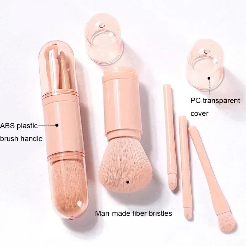 4 in 1 Teleskopischer Make-up-Pinsel Tragbares Reise-Make-up-Pinselset Lidschatten Loser Puder Mini-Make-up-Pinsel Beauty-Werkzeuge