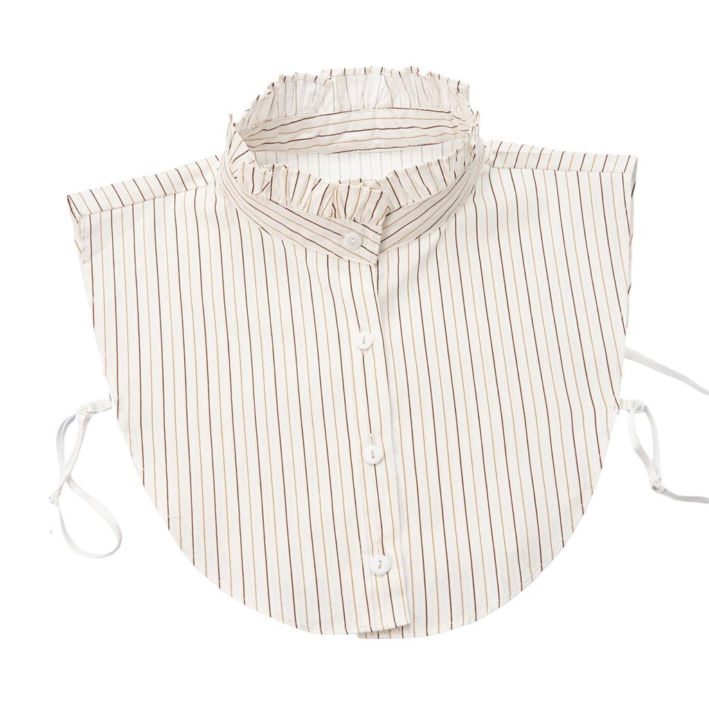 Women's Detachable False Collar Insert Elegant Striped Lapel Faux Half Shirt Blouse Collar Top for Sweater and Dresses