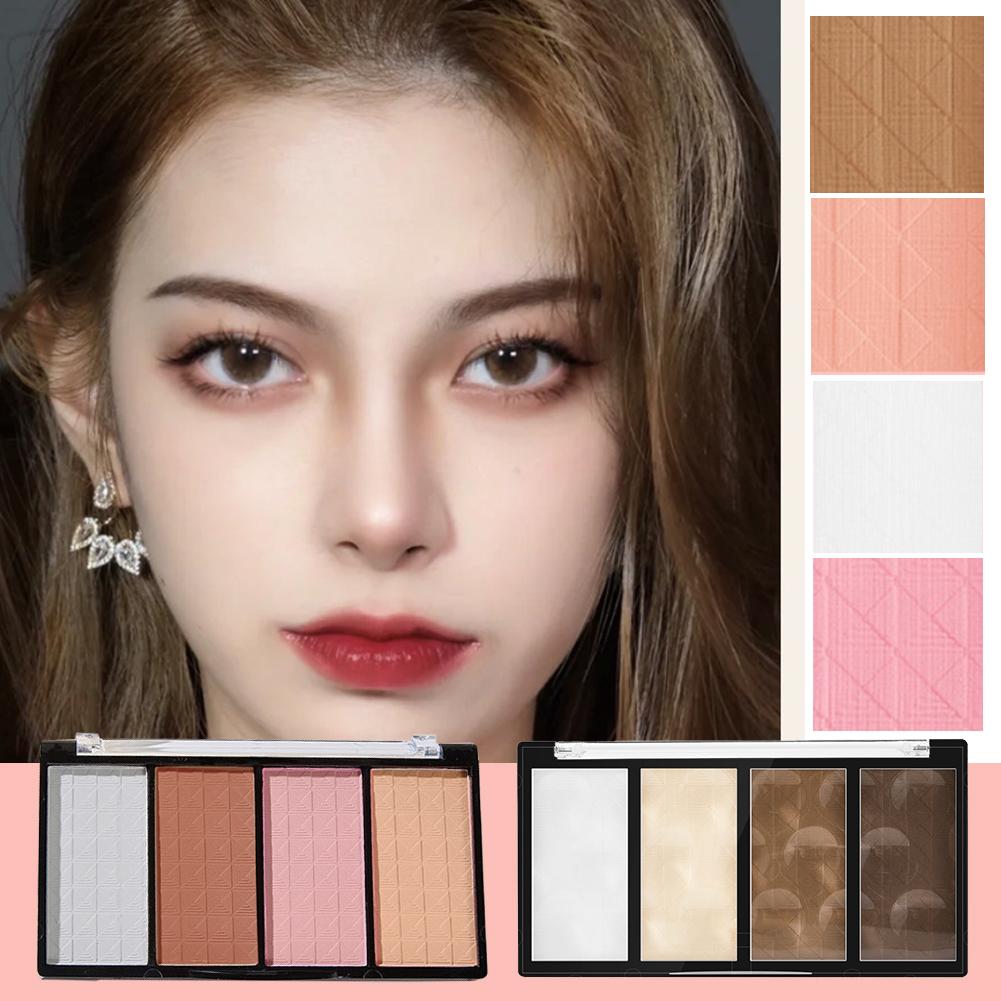 4 Color Contour Makeup Palette Blusher Plate Highlight Powder Bronzer Powder Shadow Kit Nose U8C6