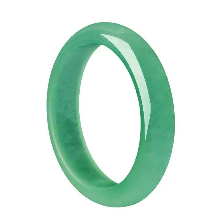 Quartzite Light Green Jadeite Bangle - Medium Width Women's Ice Waxy Jade Jewelry