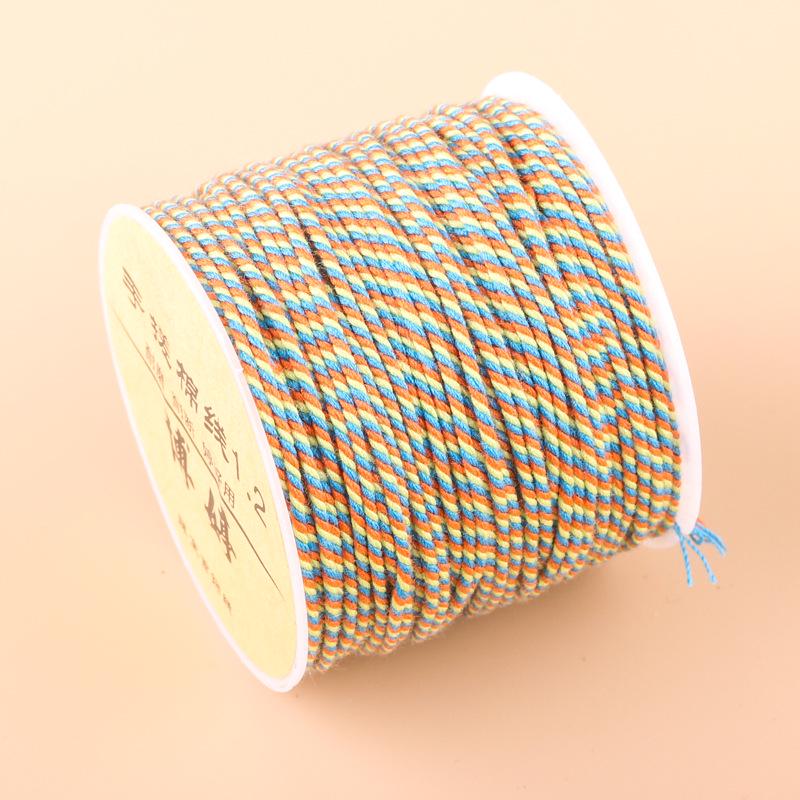 20m Multicolor Tie-Dyed Cotton Thread for DIY Moon Bodhi Bracelet