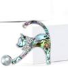 Elegant Shell Cats Brooch Versatile Clothing Pin with Rhinestones and Pearls Stylish Outfit Enhancer Accessories