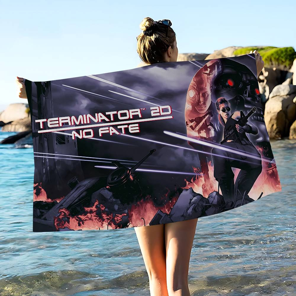 Anni '80 Film TV The T-Terminator Asciugamano da Spiaggia in Microfibra Assorbente Asciugatura Rapida Morbido Yoga Nuoto Resort Arrampicata su Montagna Asciugamano