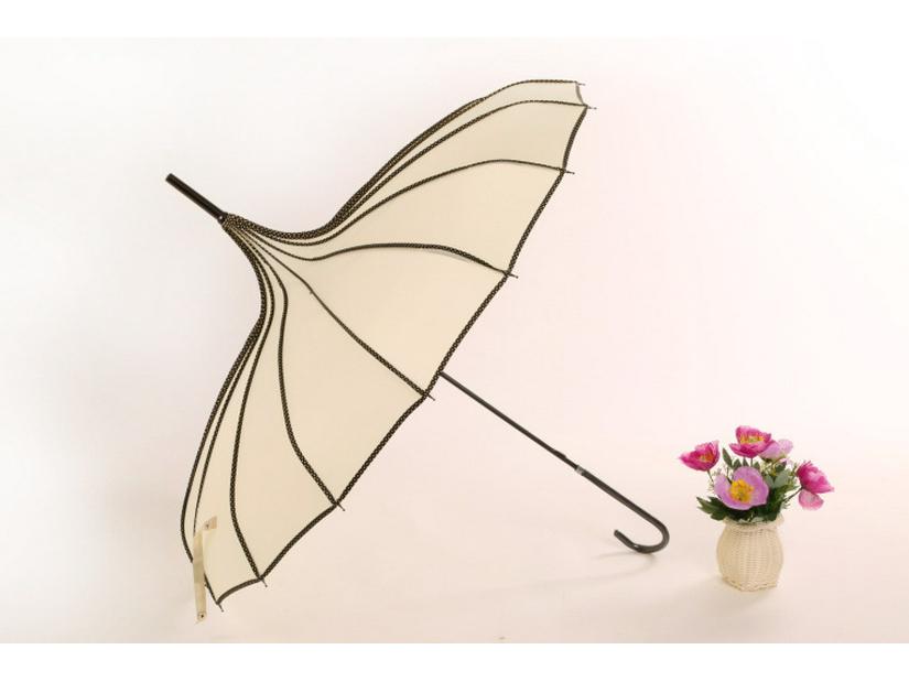 Baota 16-Rib Sun & Rain Bridal Photography Umbrella with Lace Trim and Curved Handle