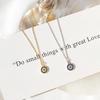 Turkish Devil'S Eye Necklace Simple Full Diamond Round Blue Eyes Zircon Clavicle Chain Female
