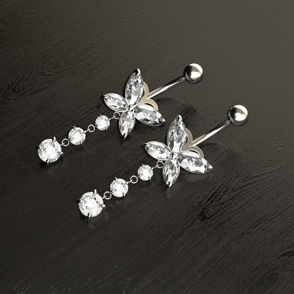 Butterfly Zircon Belly Button Ring - Creative Navel Piercing Jewelry