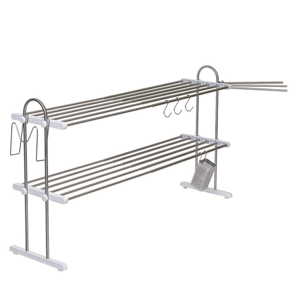 Takubo Industries Extendable Shelf, 2 Tiers, Width 52-91cm, Value Set PP2-90LK