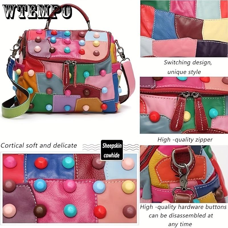 Torebka Damska na Czas Wolny - Modna Torebka Kurierska ze Skóry Owczej, Przestronna Szyta Torebka Kurierska na Ramię, Wyjątkowy Kolor Letnia Torebka Damska