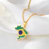 Anniyo Brazil Map and Flag Pendant & Necklace Brasil Maps Silver Color/Gold Color Jewelry #315921