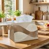 1pc Tissue Box, a Modern And Abstract Multifunctional Fabric Holder Featuring Soft Wave Patterns, Serves As a Practical Storage Solution for Tissues O
