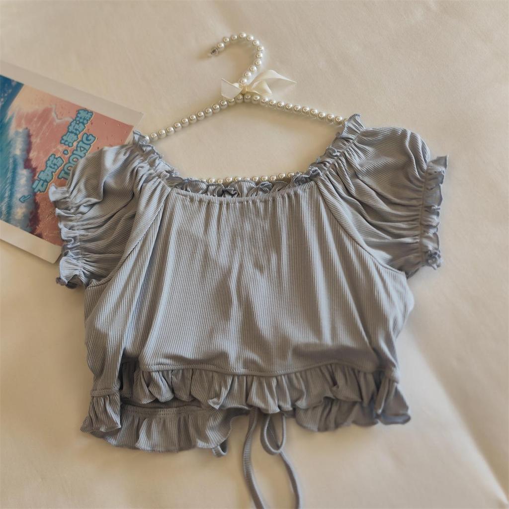 Women's Summer Puff Sleeve Modal Pajamas Set with Integrated Breast Pads - Sexy Pure Desire Homewear