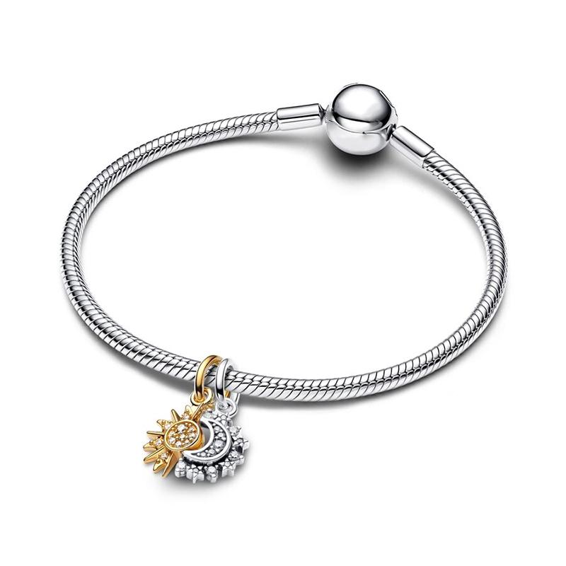 Charmscopper Splittable Sun & Moon Dangle Charms Beads Fits 3Mm Original Bracelet Necklace Womens Diy Fine Jewelry Gift