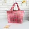 Portable Women's Bento Handbags Simple Plaid Ladies Small Tote Purse Shoulder Bags Retro Female Cloth Reusable Shopping Bag