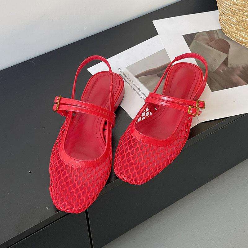 Fashion Big Size Fashion Mesh Women Flats Sandals Mules Shoes Spring Summer Breathable Female Shallow Footwear Ladies Flat Sandals Shoes
