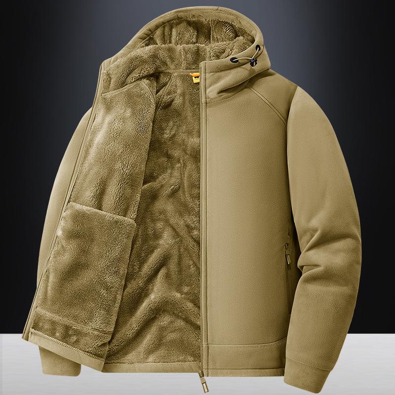 Polar fleece Hooded Jacket for men Autumn Winter Outdoor Thicken Warm Parkas Coats Men Hiking Camping Jackets Clothing