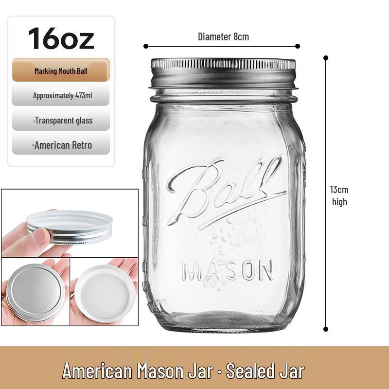 Barattolo di Vetro Mason Ermetico per Fiocchi d'Avena, Marmellata e Bevande - Stile Americano Retrò