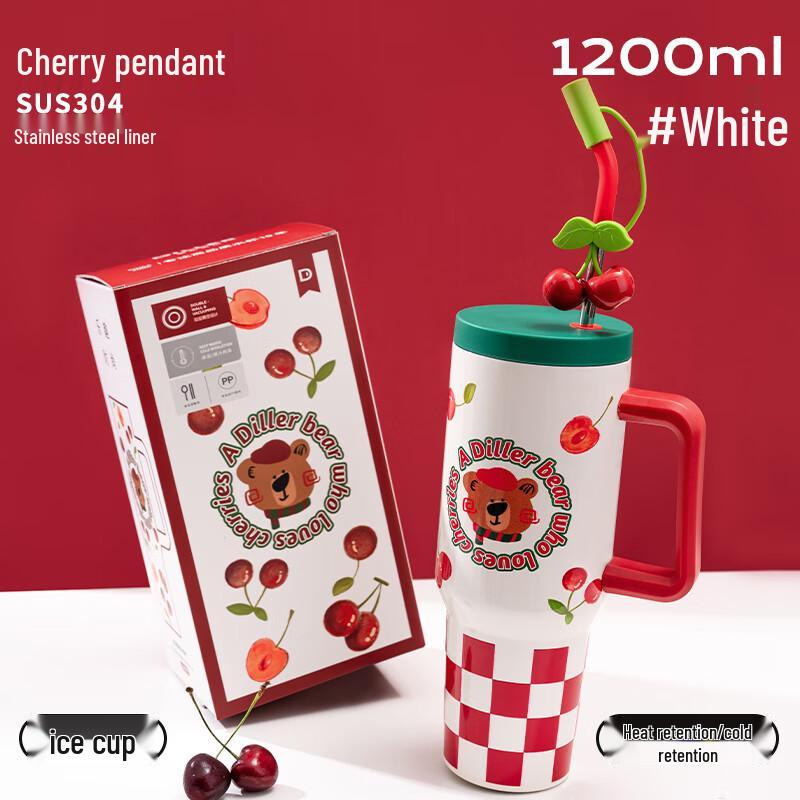 Dileber Cherry Bear 1200ML Insulated Stainless Steel Tumbler