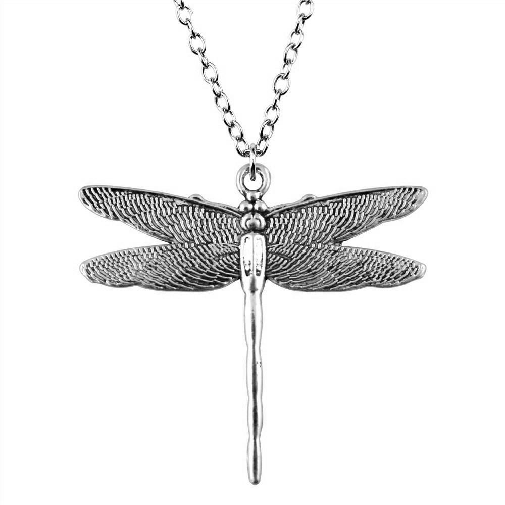 Openwork Dragonfly Pendant Necklace Insect Nature Boho Jewelry 45cm or 70cm long chain