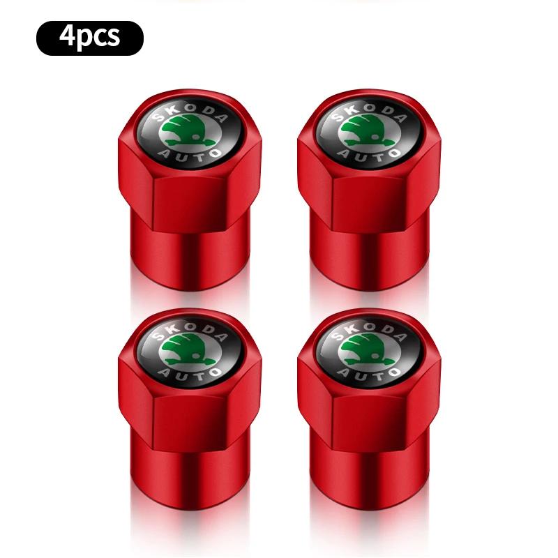 Car Sticker 2026 Hot 4Pcs Car Goods Dustproof Cap Car Tire Valve Stem Caps Bolt-In For Skoda A7 Fabia Kamiq Karoq Kodiaq Octavia