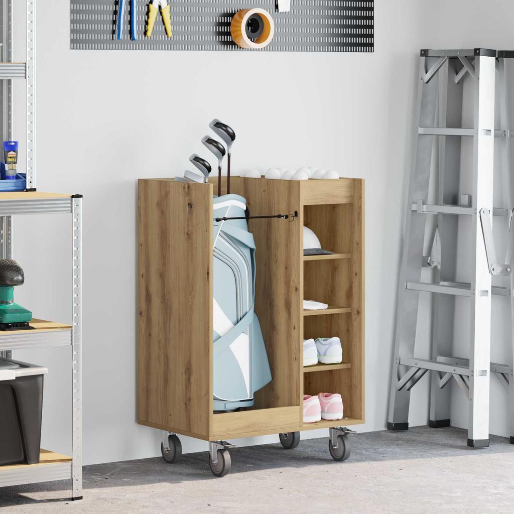 Golf Cabinet with Wheels Uni Artisan Oak 65 x 45 x 98 cm