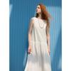 Sancai 2025 Summer Simple Sleeveless Pleated A-Line Long Dress