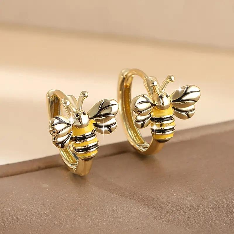 European and American bee earrings, cute temperament dripping oil jewelry, geometric delicacy, cute animal earrings