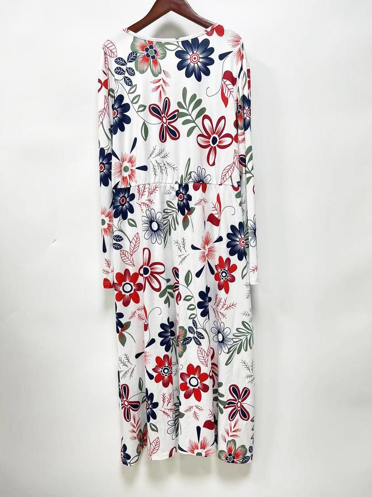 2024 Cross-Border Seasonal Long-Sleeve Printed Casual Dress