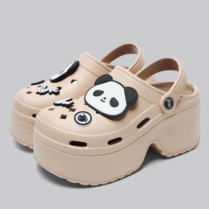 Fashion Women Slippers Platform Metal Decoration Sandals Wedges Shoes Outdoor Clogs Thick Sole Slipper Ladies Flip Flops Garden Shoes