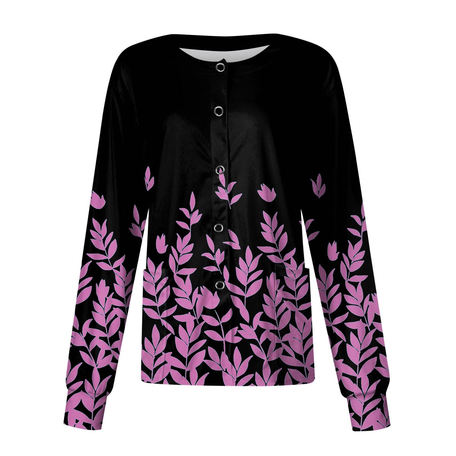 

Женский повседневный однобортный однобортный защитная одежда с цветочным принтом и принтом листьев, кардиган с длинными рукавами S