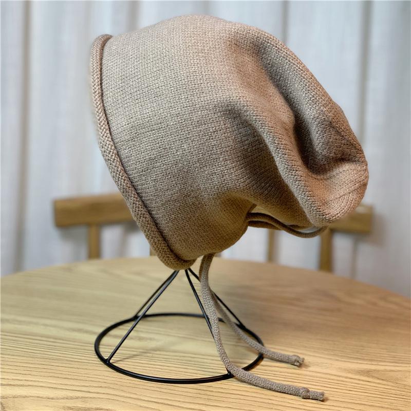 Knitted Woolen Hat for Women In Autumn and Winter Large Brim Versatile Pullover Hat Cold Hat Confinement Hat Pile of Hats Fashionable Hats