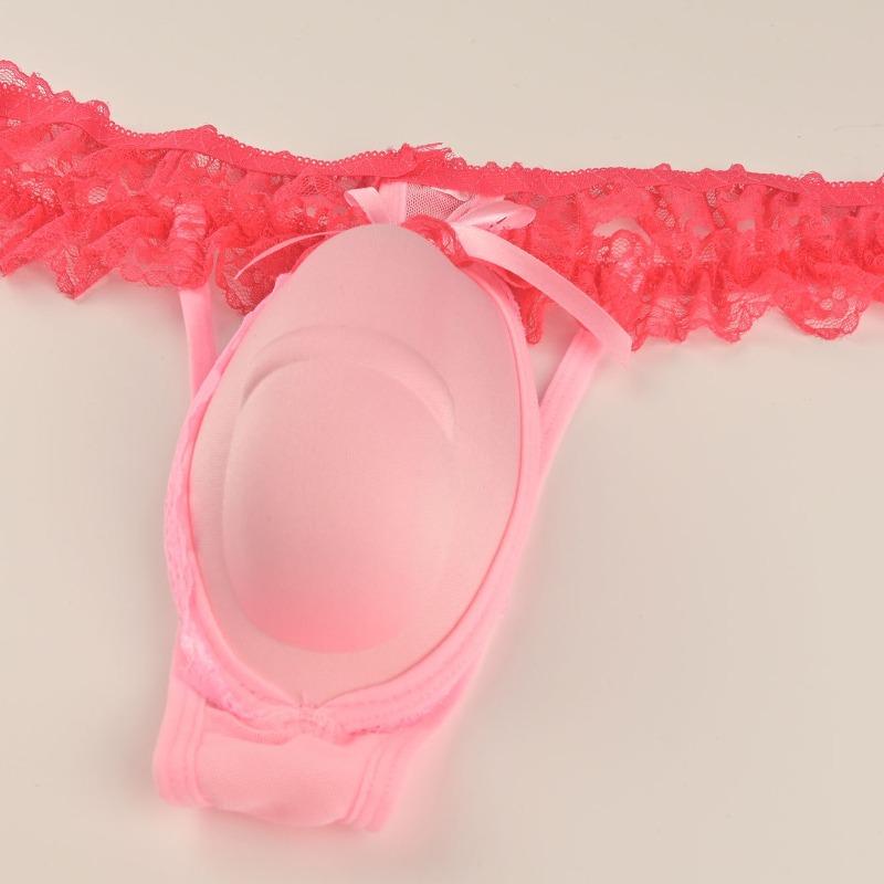 Large Size 3D Bugle Pouch Sissy Panties Japanese Mens T-Back Thong G-String Fake Girl Roleplay Lingerie Crossdresser Nightwear