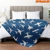 Dunkelblauer Hintergrund Gemischte Flugzeuge Weiße Silhouette Vollflächiger Druck Flauschige Decke, Warm Weich Sofa Luftfahrt Jungen Zuhause Geschenk
