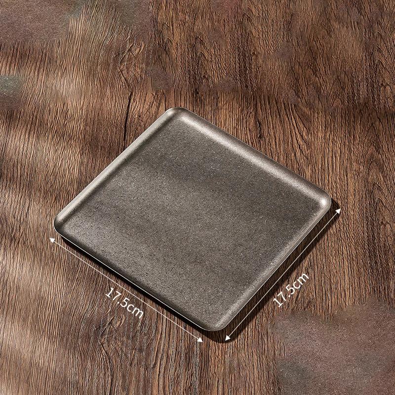 Steak Tray 304 Stainless Steel Antique Square Tray Creative Restaurant Display Dinner Plates Retro Style Dessert Barbecue Plate