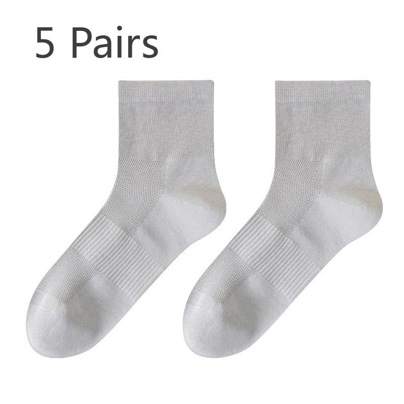 

5 Pairs of Men s Spring and Summer Thin Commercial Solid Color Mesh Breathable Antibacterial Non Slip Tube Socks 5 Pairs серый