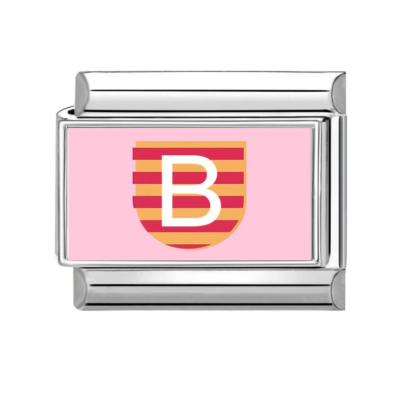New Lovely 26 English Letter Pink Italian Charm Links Fit 9MM Stainless Steel Bracelet Women Men DIY Birthday Making Gift