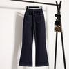 Dimanaf 2025 Plus Size Autumn Women Jeans Pants Denim Flared Pants Elastic Blue High Waist Trousers Oversize New Pants 5XL