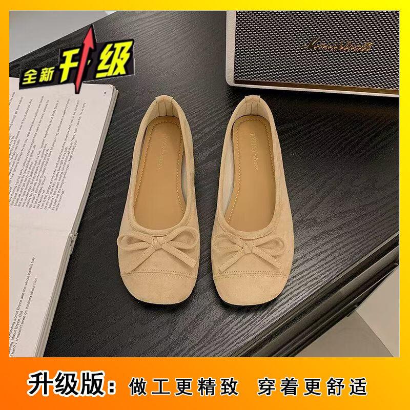 French Bow Light Mouth Single Shoes 2025 Flat Bottom Gentle Evening Shoes with Skirt Candy Color Round Head Ballet Shoes